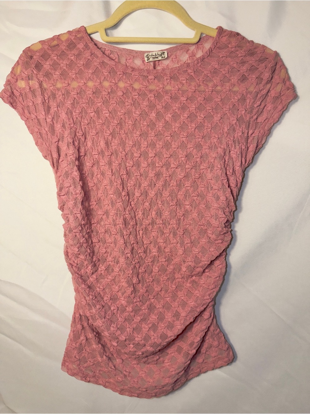 Free People "Keep It Simple" Lace Ruched T-Shirt Top